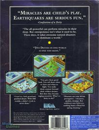 Box back cover for Populous on the Microsoft DOS.