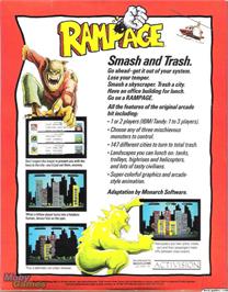 Box back cover for Rampage on the Microsoft DOS.