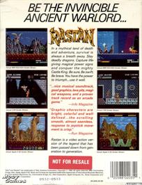 Box back cover for Rastan on the Microsoft DOS.