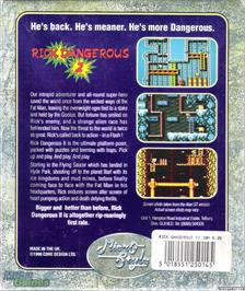 Box back cover for Rick Dangerous 2 on the Microsoft DOS.