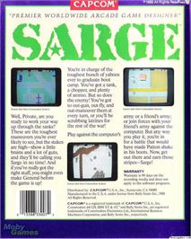 Box back cover for Sarge on the Microsoft DOS.