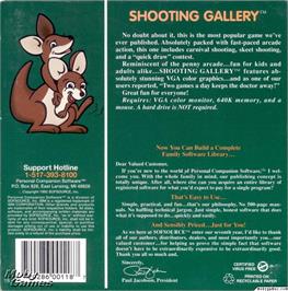 Box back cover for Shooting Gallery on the Microsoft DOS.