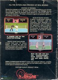 Box back cover for Sierra Championship Boxing on the Microsoft DOS.