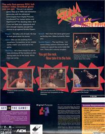 Box back cover for Slam City with Scottie Pippen on the Microsoft DOS.