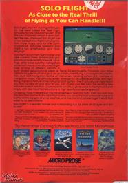 Box back cover for Solo Flight on the Microsoft DOS.