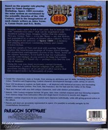 Box back cover for Space 1889 on the Microsoft DOS.