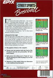Box back cover for Street Sports Baseball on the Microsoft DOS.