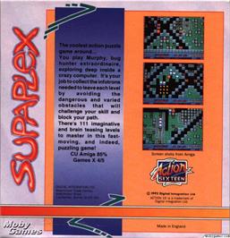 Box back cover for Supaplex on the Microsoft DOS.