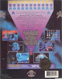 Box back cover for Taito's Super Space Invaders on the Microsoft DOS.