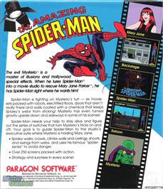 Box back cover for The Amazing Spider-Man on the Microsoft DOS.