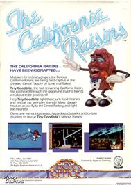 Box back cover for The California Raisins on the Microsoft DOS.