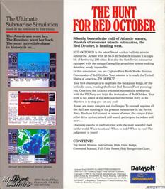 Box back cover for The Hunt for Red October on the Microsoft DOS.