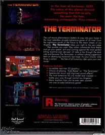 Box back cover for The Terminator on the Microsoft DOS.