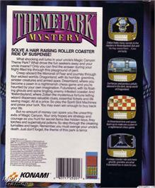 Box back cover for Theme Park Mystery on the Microsoft DOS.