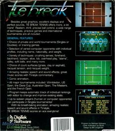 Box back cover for Tie Break on the Microsoft DOS.