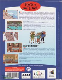 Box back cover for Tintin in Tibet on the Microsoft DOS.
