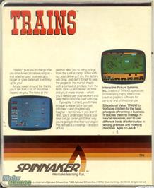 Box back cover for Trains on the Microsoft DOS.