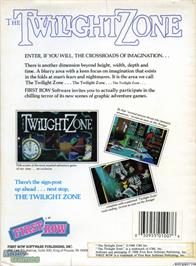 Box back cover for Twilight Zone on the Microsoft DOS.