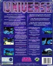 Box back cover for Universe on the Microsoft DOS.