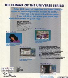 Box back cover for Universe 3 on the Microsoft DOS.