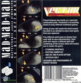 Box back cover for Vectorball on the Microsoft DOS.
