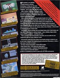 Box back cover for Virtual Reality Studio 2.0 on the Microsoft DOS.