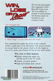 Box back cover for Win, Lose, or Draw on the Microsoft DOS.