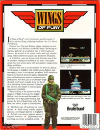 Box back cover for Wings of Fury on the Microsoft DOS.