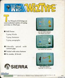 Box back cover for Wizard of Id's WizType on the Microsoft DOS.