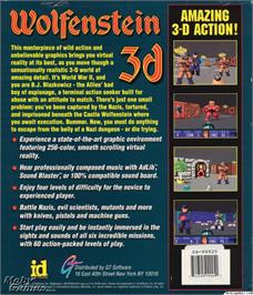 Box back cover for Wolfenstein 3D on the Microsoft DOS.
