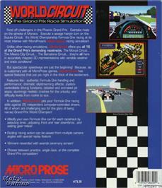 Box back cover for World Circuit on the Microsoft DOS.
