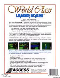 Box back cover for World Class Leader Board on the Microsoft DOS.