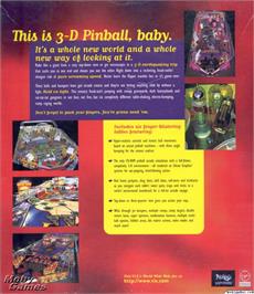 Box back cover for hyper 3-D Pinball on the Microsoft DOS.