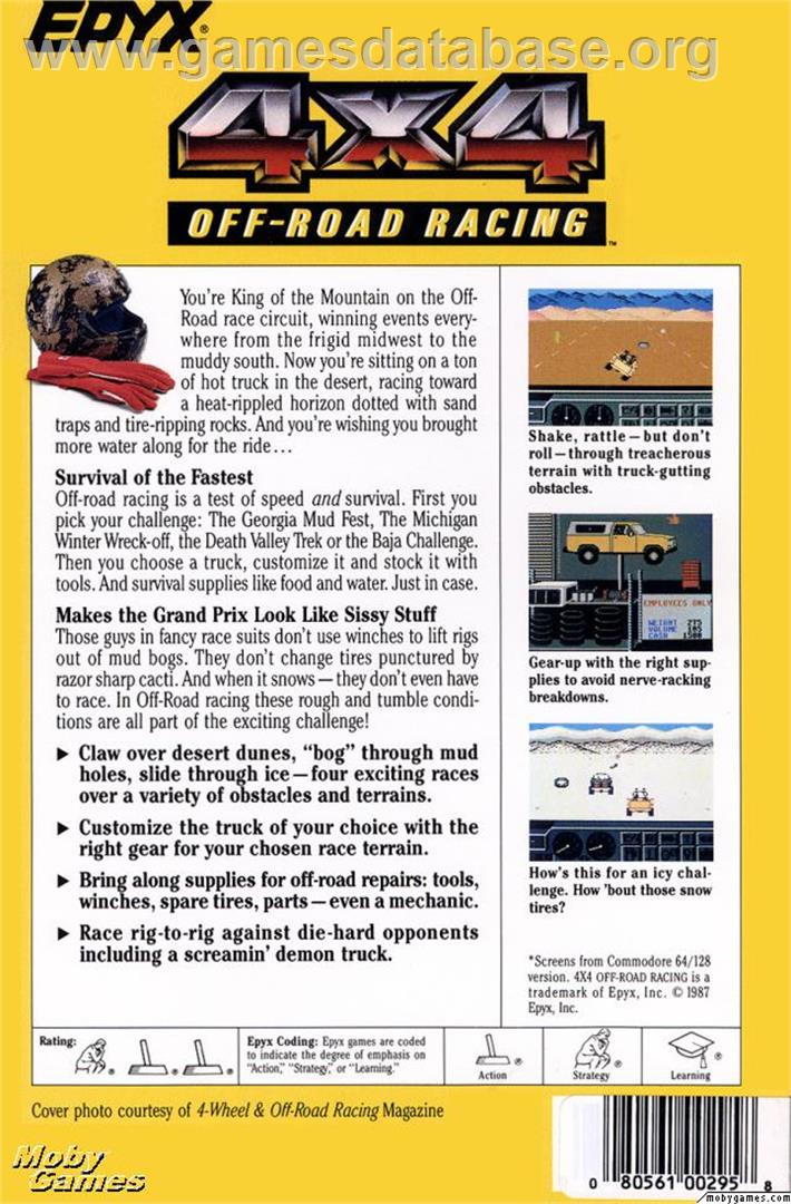 4x4 Off-Road Racing - Microsoft DOS - Artwork - Box Back