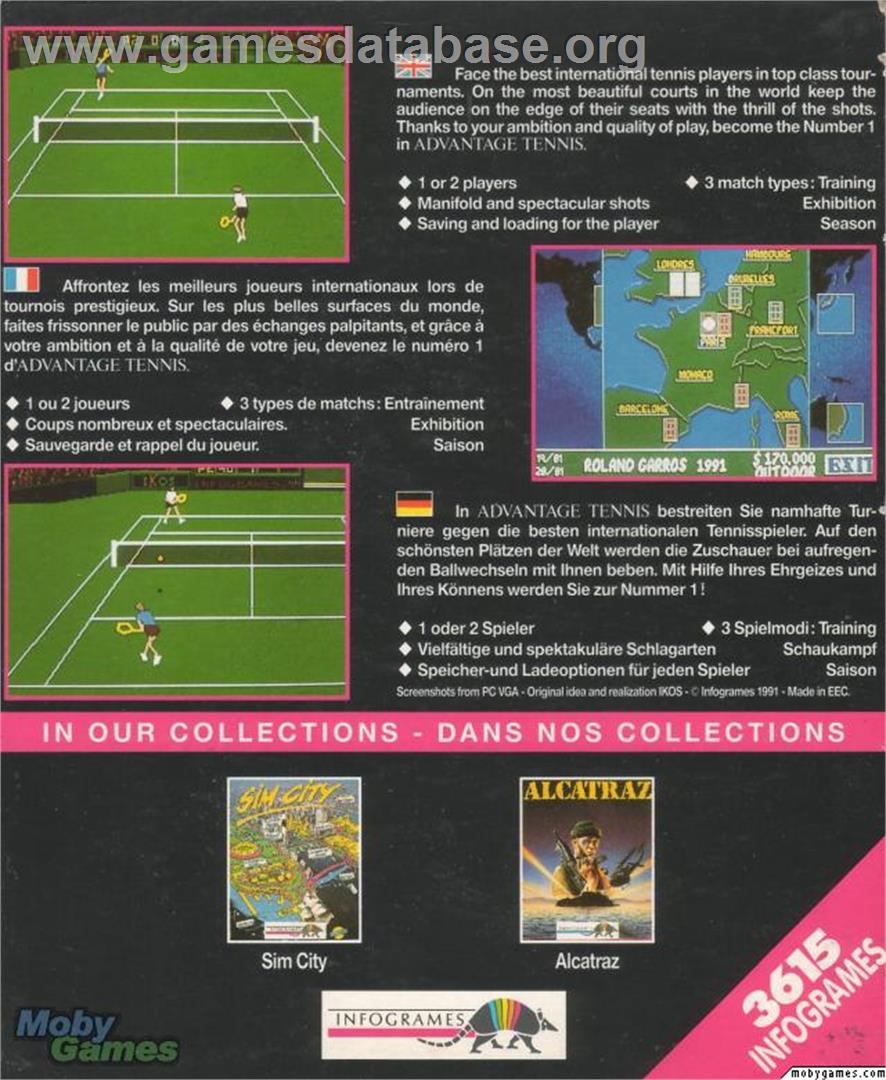 Advantage Tennis - Microsoft DOS - Artwork - Box Back