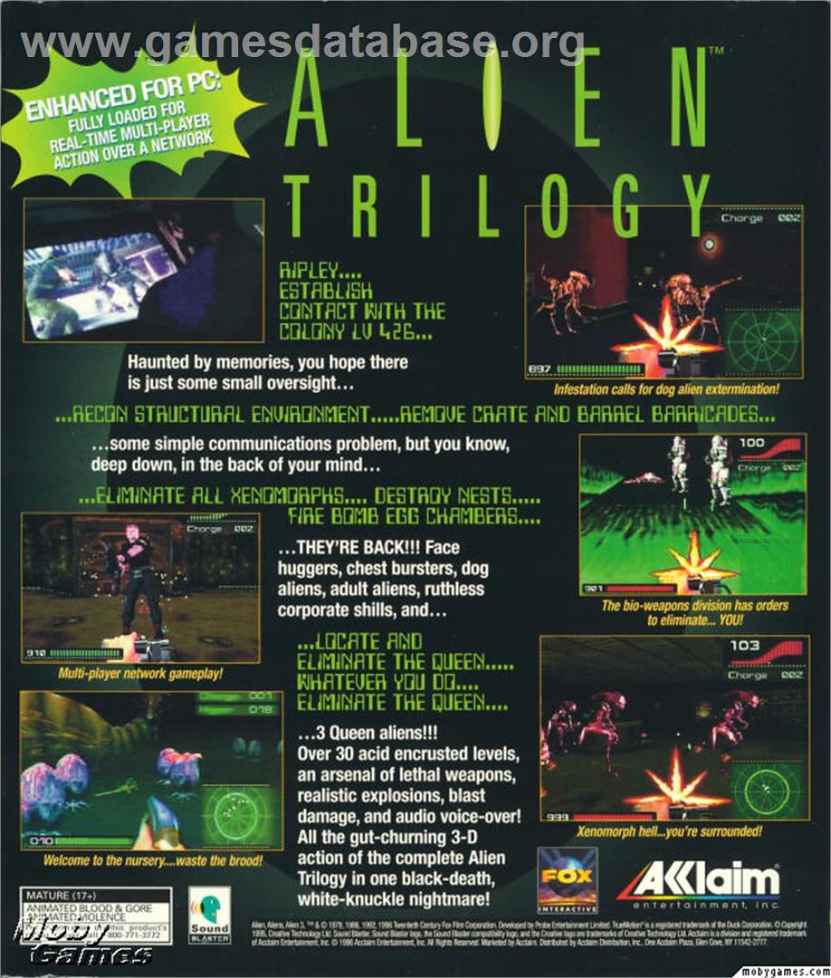 Alien Trilogy - Microsoft DOS - Artwork - Box Back