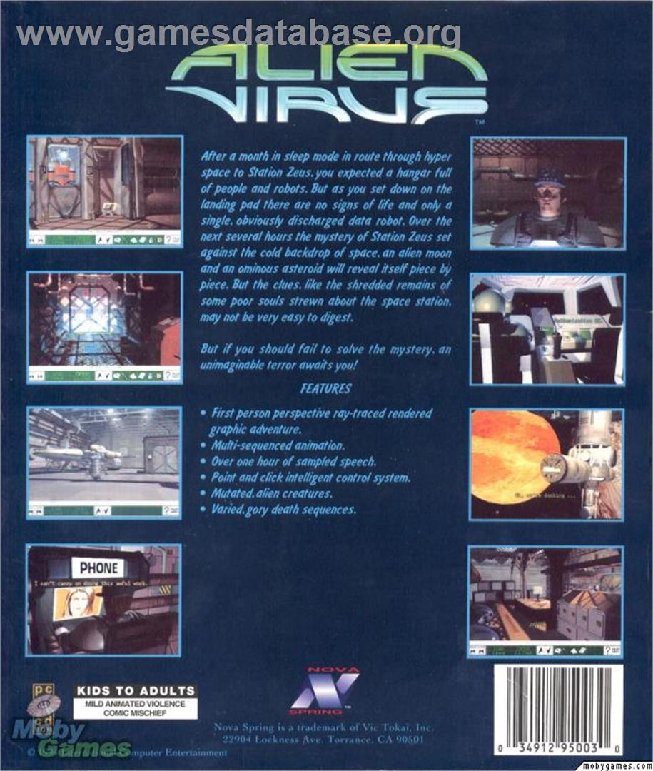Alien Virus - Microsoft DOS - Artwork - Box Back