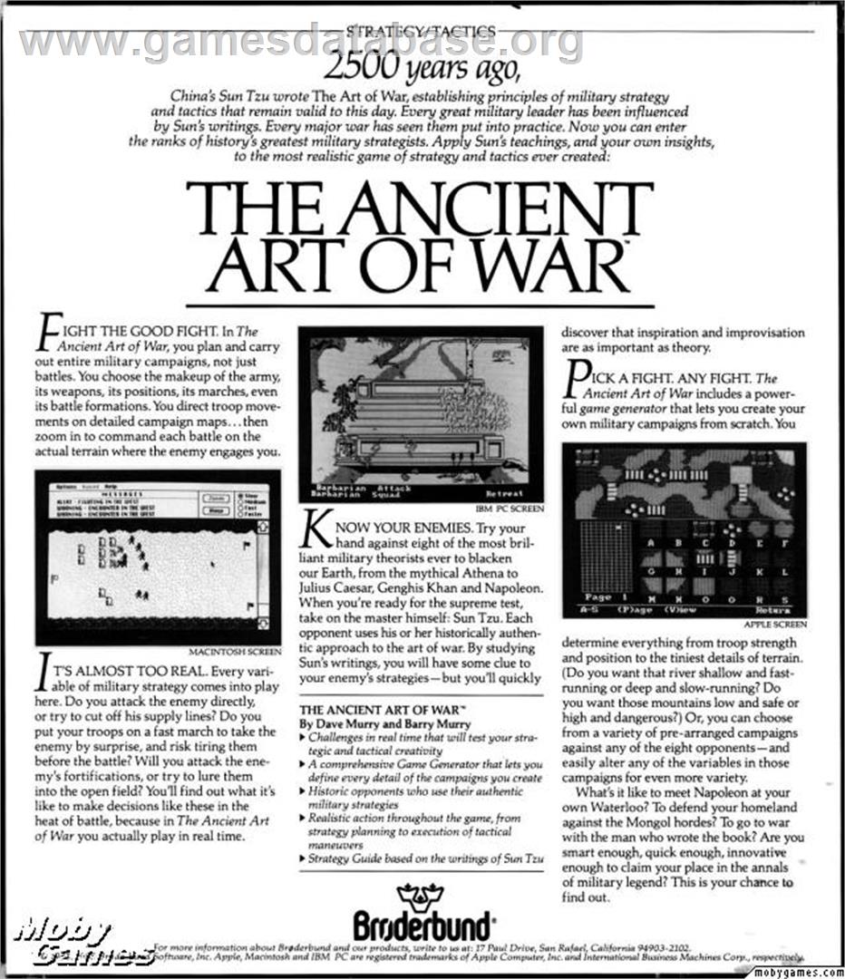 Ancient Art of War - Microsoft DOS - Artwork - Box Back