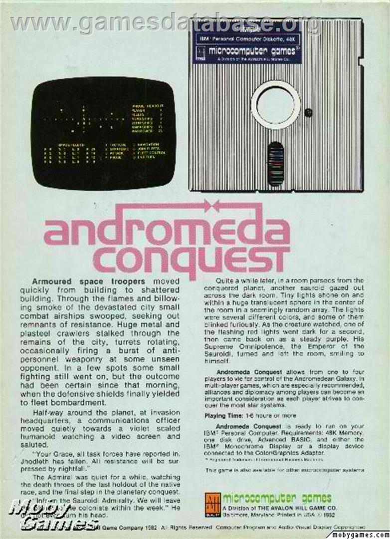 Andromeda Conquest - Microsoft DOS - Artwork - Box Back
