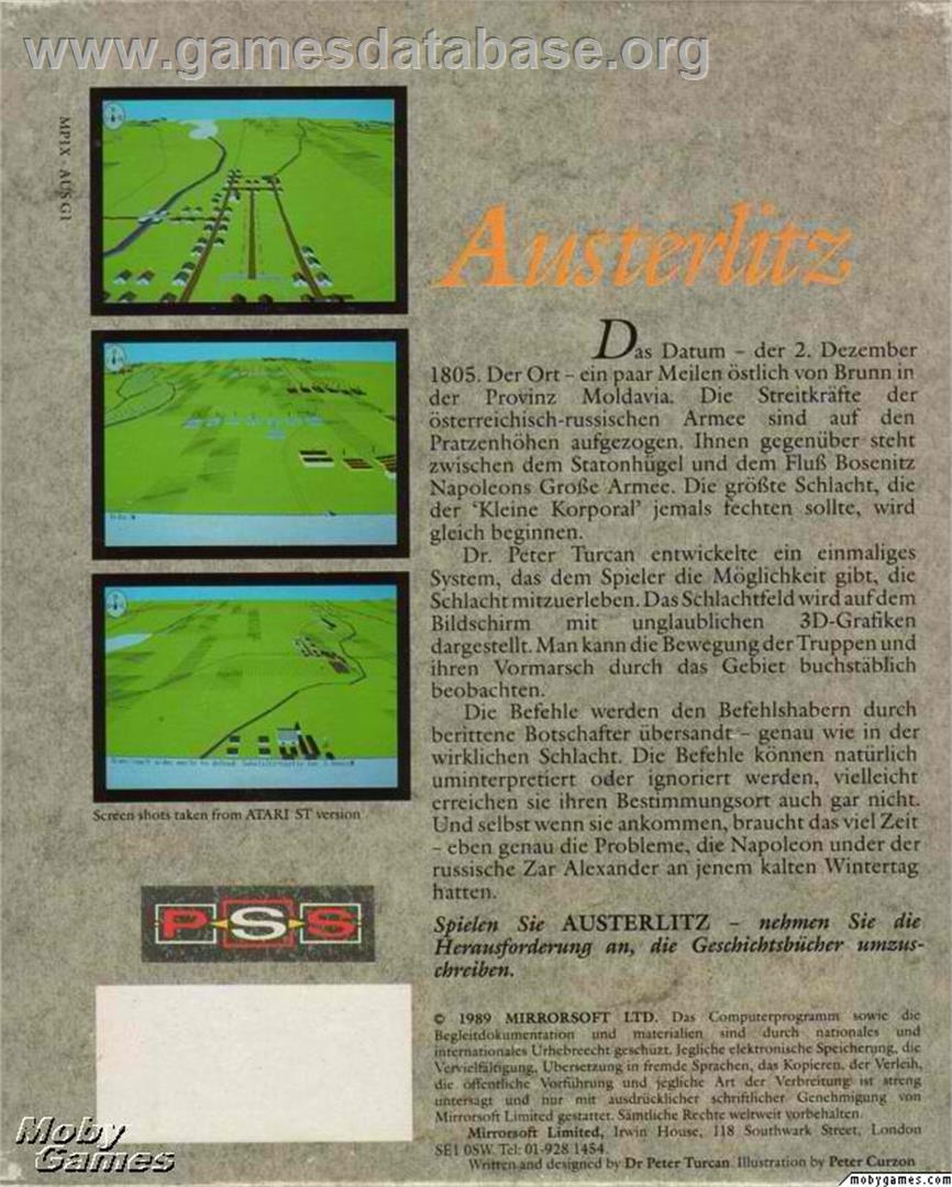Austerlitz - Microsoft DOS - Artwork - Box Back