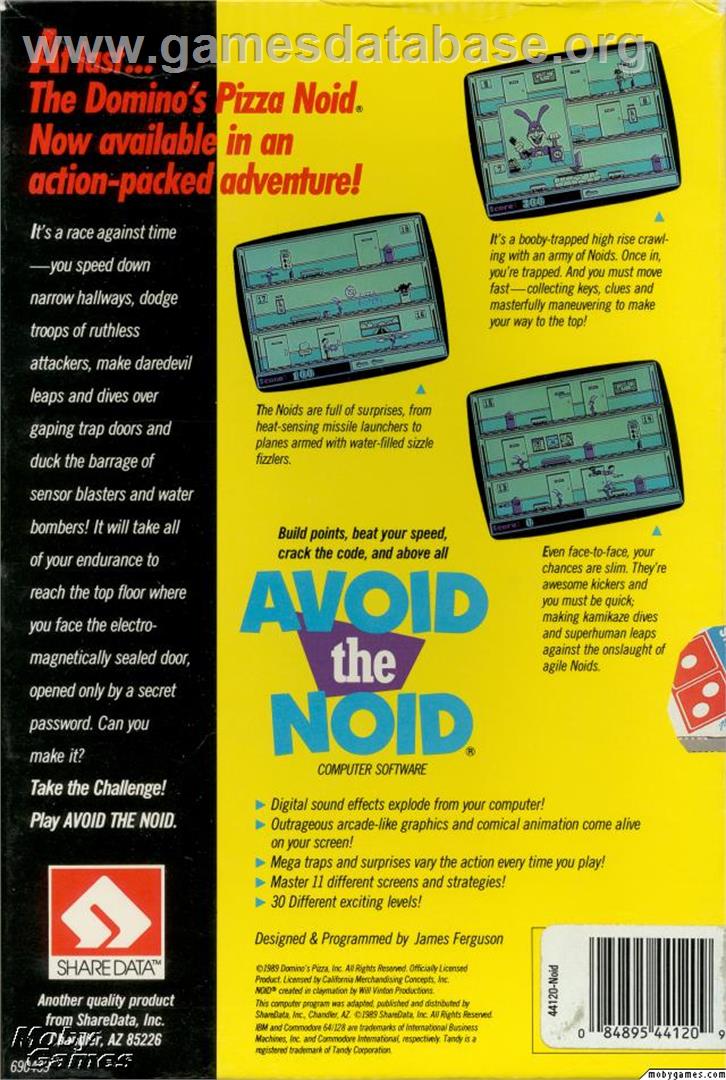 Avoid the Noid - Microsoft DOS - Artwork - Box Back