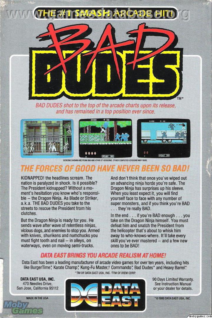 Bad Dudes - Microsoft DOS - Artwork - Box Back