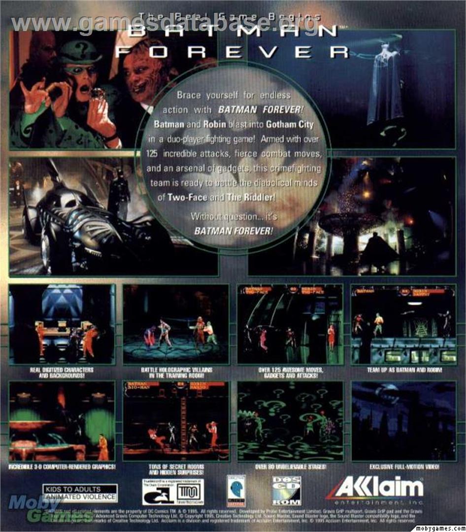 Batman Forever - Microsoft DOS - Artwork - Box Back