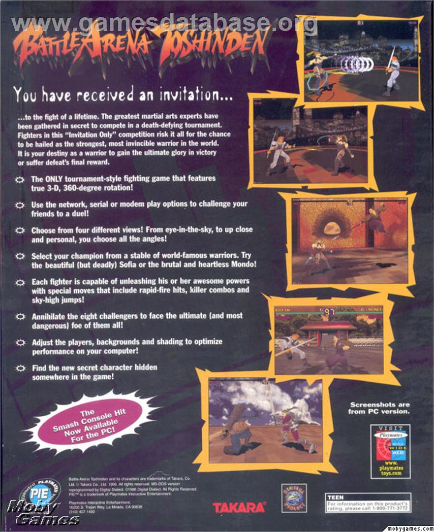 Battle Arena Toshinden - Microsoft DOS - Artwork - Box Back