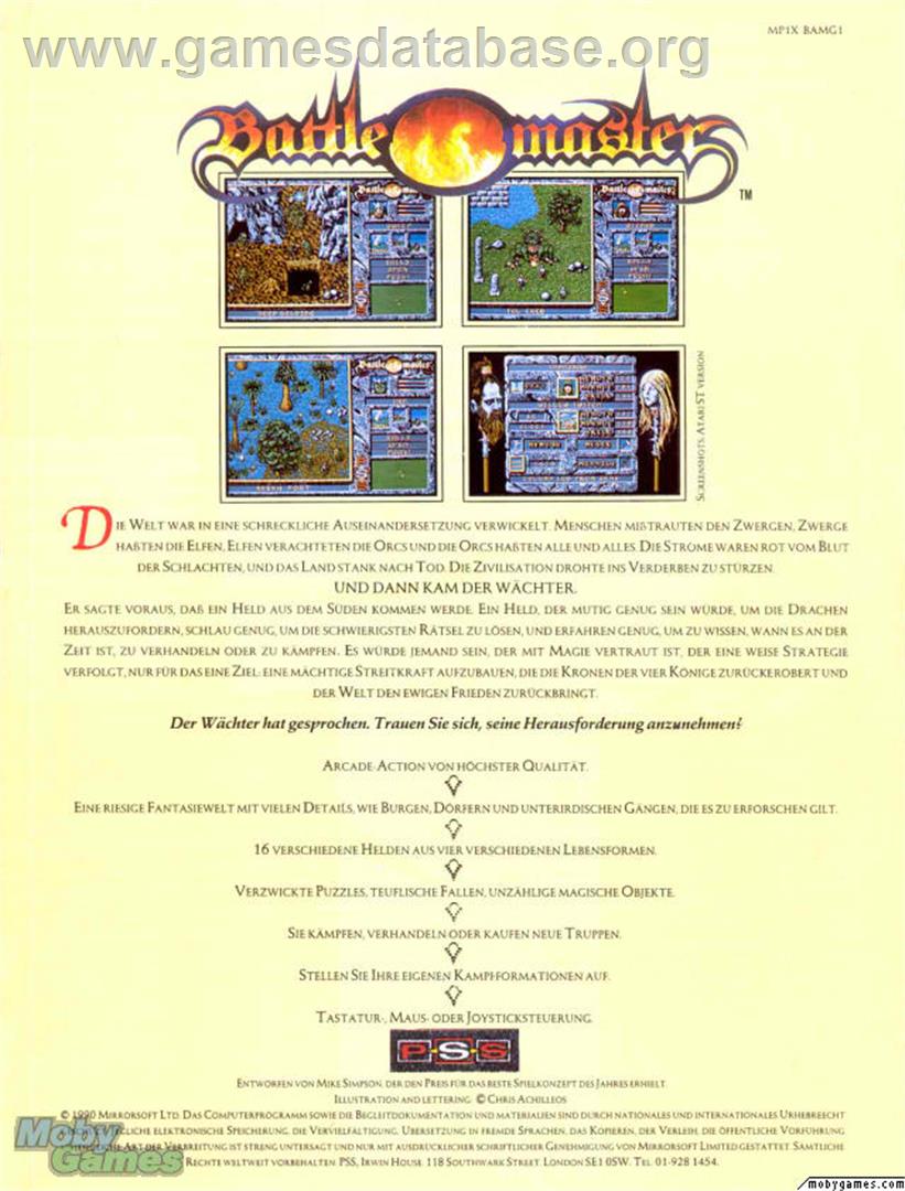 Battle Master - Microsoft DOS - Artwork - Box Back