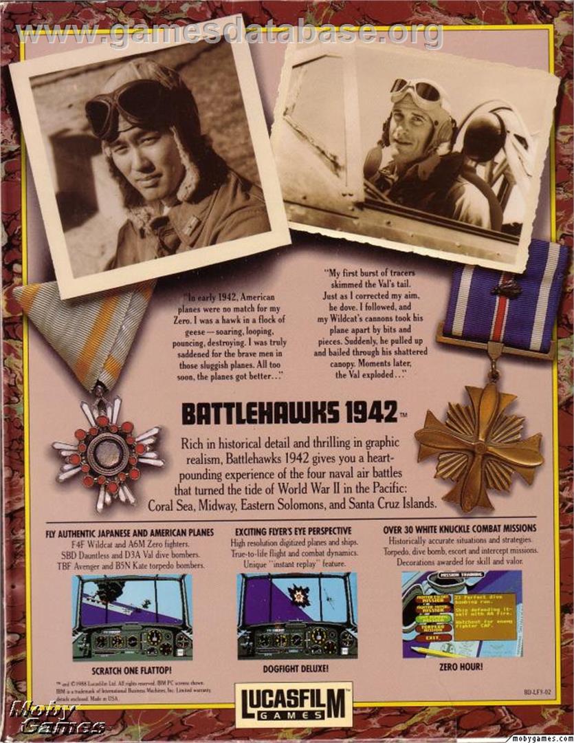 Battlehawks 1942 - Microsoft DOS - Artwork - Box Back