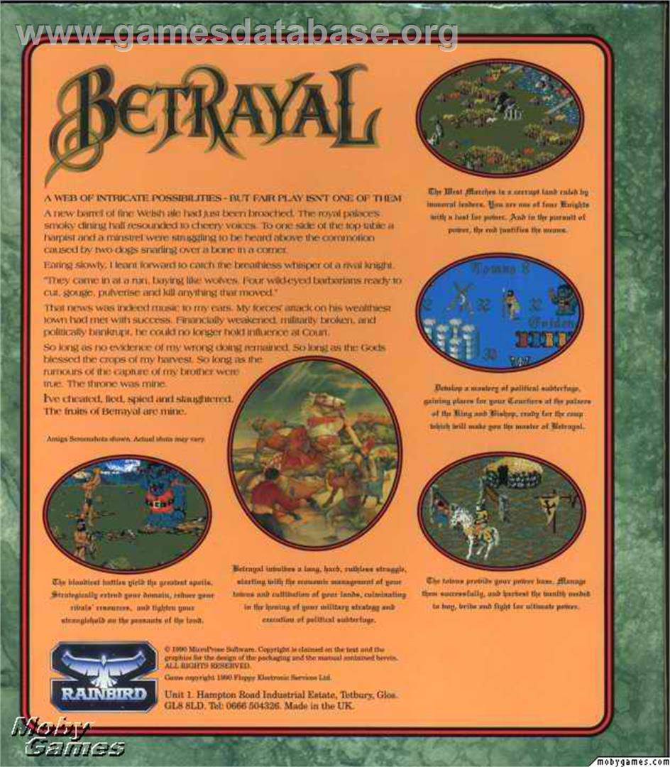 Betrayal - Microsoft DOS - Artwork - Box Back