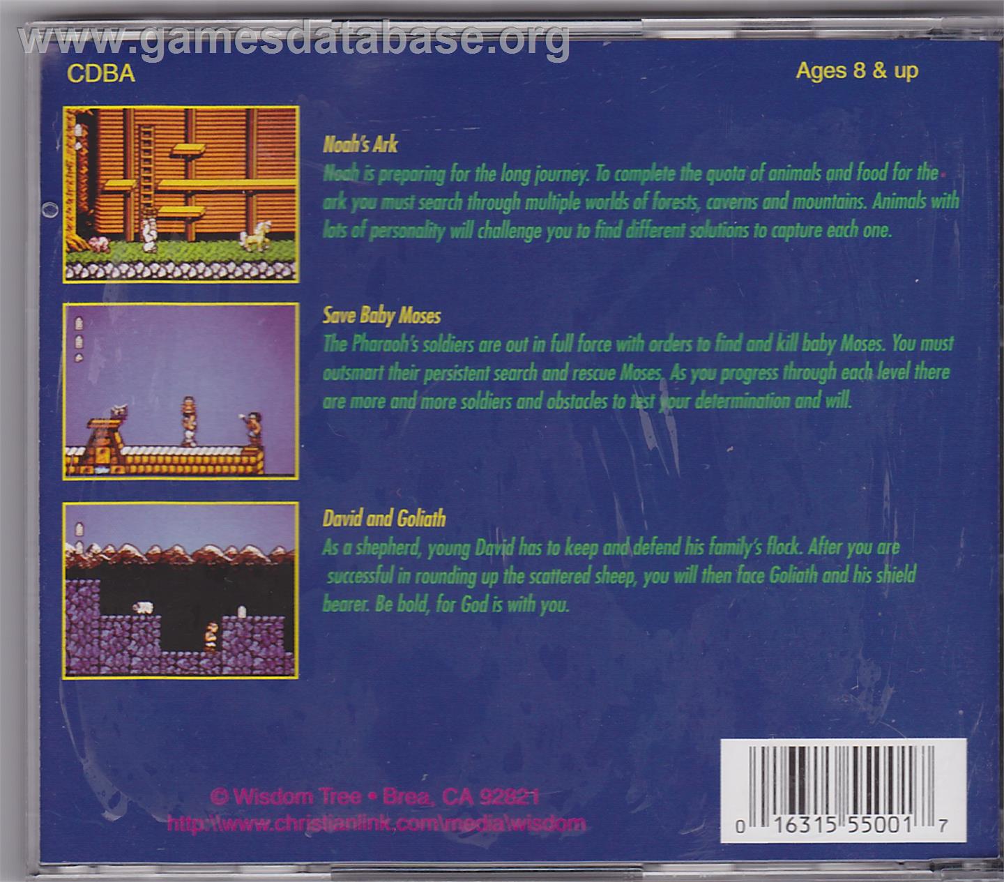 Bible Adventures - Microsoft DOS - Artwork - Box Back