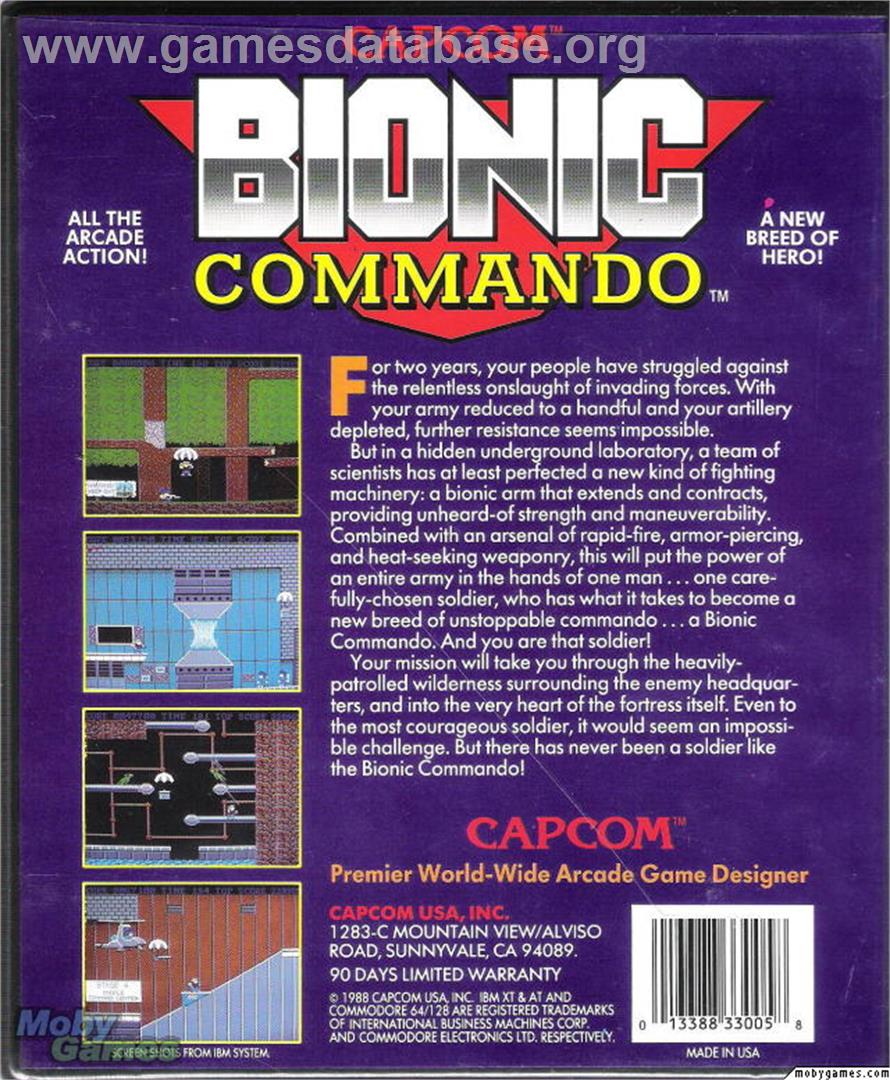 Bionic Commando - Microsoft DOS - Artwork - Box Back