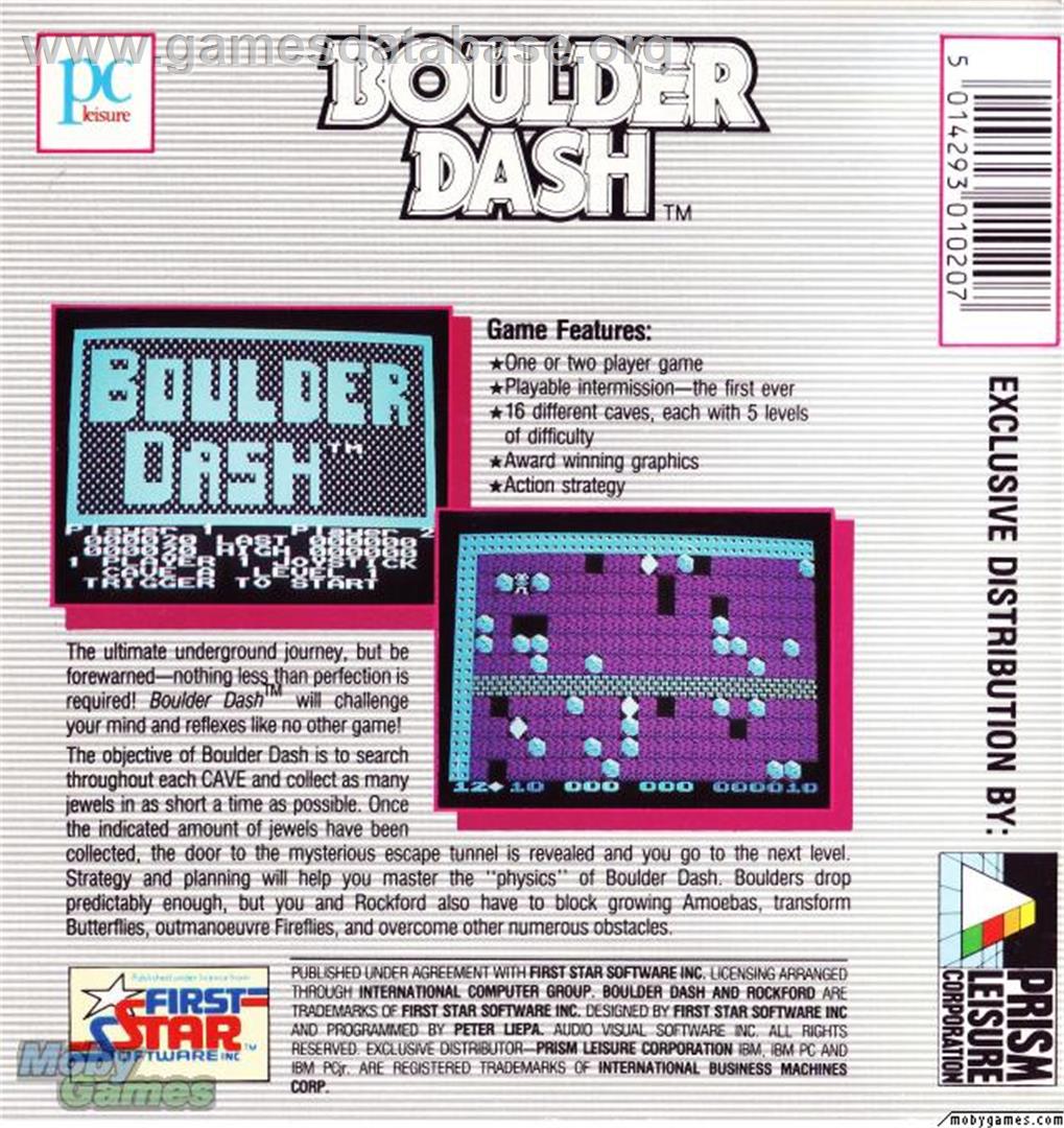Boulder Dash - Microsoft DOS - Artwork - Box Back